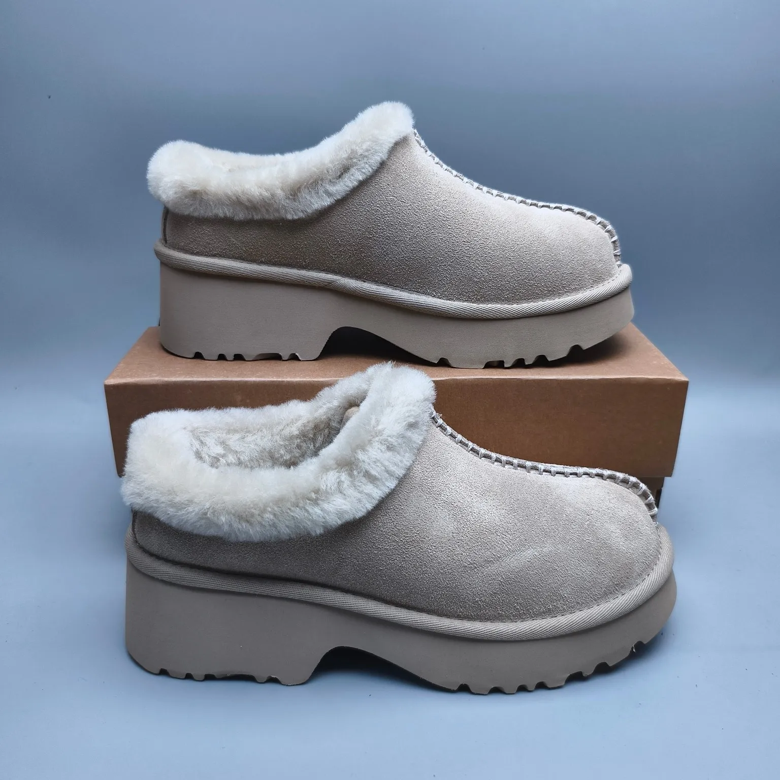 💰480 UGG sheepskin all-in-one snow boots 2510 thick-soled wedge fashion shoes Color: maroon sand walnut Matching size: 35-40